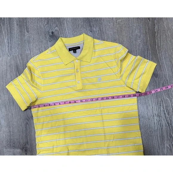 Banana Republic Pique Polo Shirt Men's Medium Yellow Elephant Striped Golf Polo - Picture 5 of 10